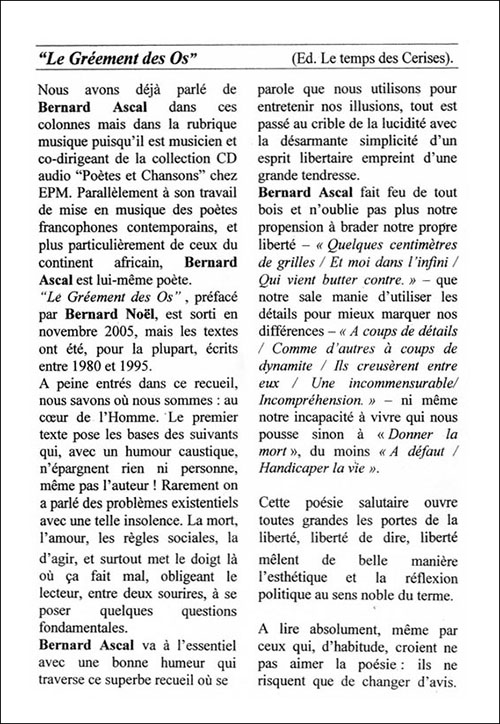 article de presse Gilbert Chagros